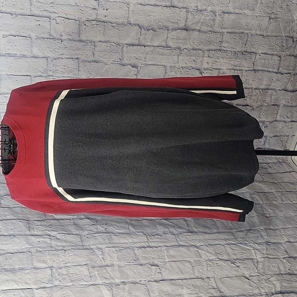 Eddie Bauer Men’s XL/TG Colorblock Crewneck Sweater Red Gray Black